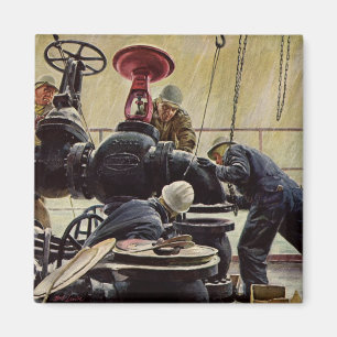 Vintage Business, Oil Platform on Ocean Magnet