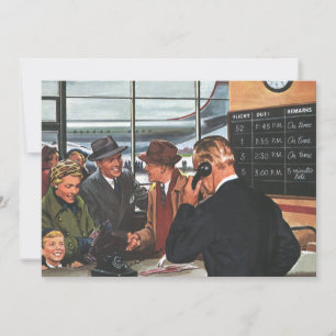 Vintage Business, People at Airline Counter Inbjudningar