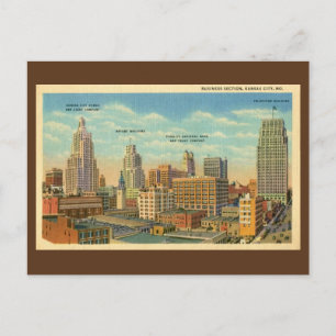 Vintage Business Section Kansas City, MO Vykort