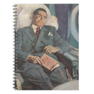 Vintage Business Travel, läsning på flygplanet Anteckningsbok