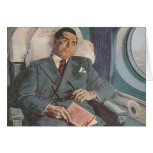 Vintage Business Travel, läsning på flygplanet Hälsningskort