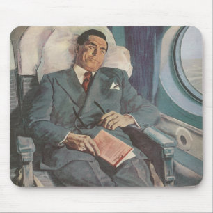 Vintage Business Travel, läsning på flygplanet Musmatta