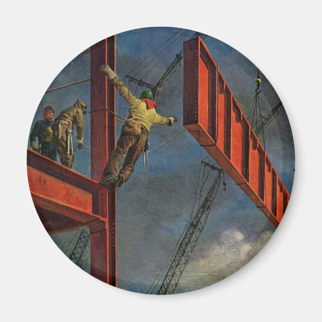 Vintage Business, Workers on Steel Construction Magnet (Framsidan)