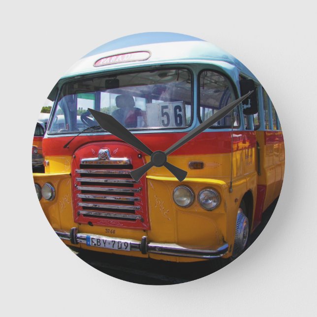 Vintage buss rund klocka (Framsida)