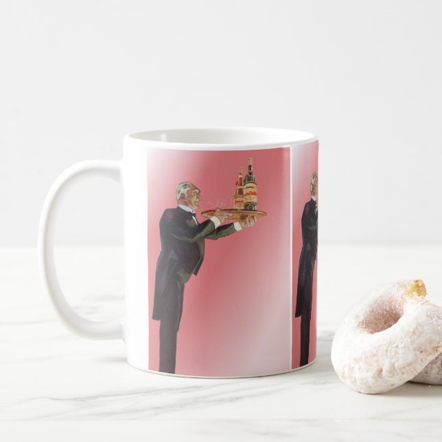 Vintage Butler i Tuxedo Serving Vin på fack Kaffemugg (Med munk)