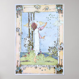 Vintage "Butterflies All Blue" av Jessie M. Kung Poster