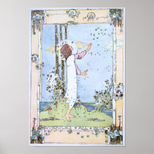 Vintage "Butterflies All Blue" av Jessie M. Kung Poster