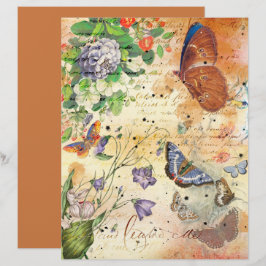 Vintage Butterflies Blommigt Collage Scrapbook Pap