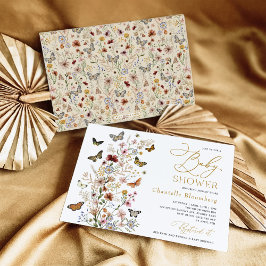 Vintage Butterflies Boho WildblomBaby Shower Inbjudningar