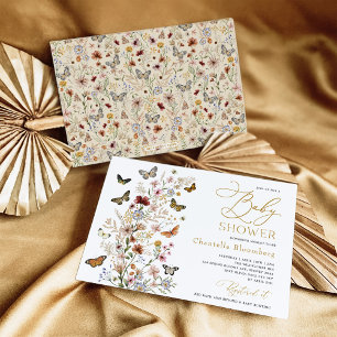 Vintage Butterflies Boho WildblomBaby Shower Inbjudningar