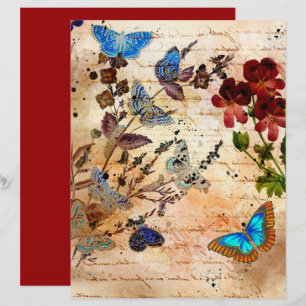 Vintage Butterflies Collage Scrapbook Papper