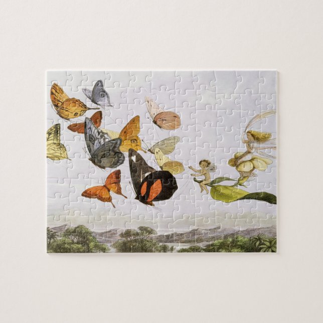 Vintage Butterflies & Fairy Old Illustration Art Pussel (Horisontell)