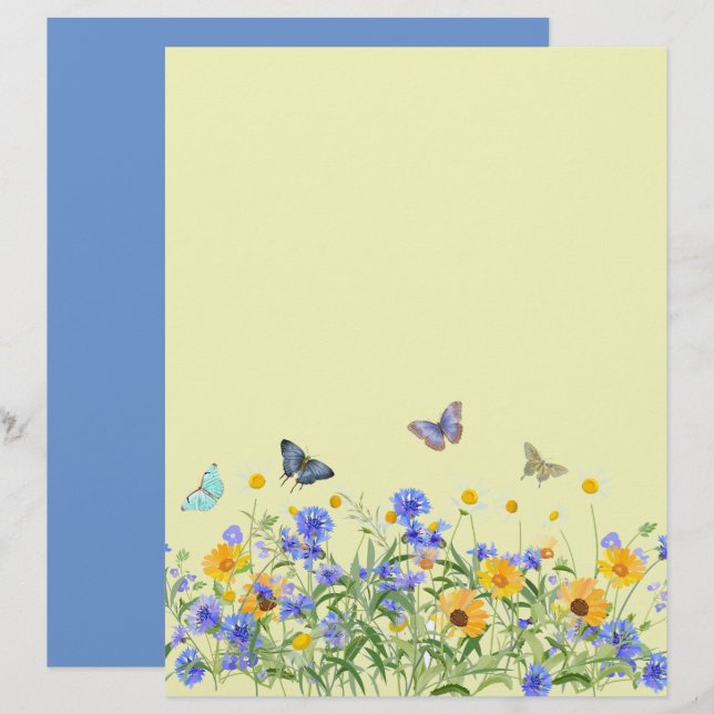 Vintage Butterflies Flower Scrapbook Collage Pappe (Fram/baksida)