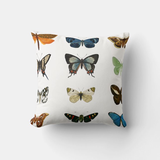 Vintage Butterflies Illustration Art Dekorativ kud Kudde (Framsida)
