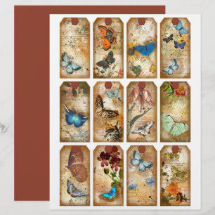 Vintage Butterflies Journal Märkre Scrapbook Pappe