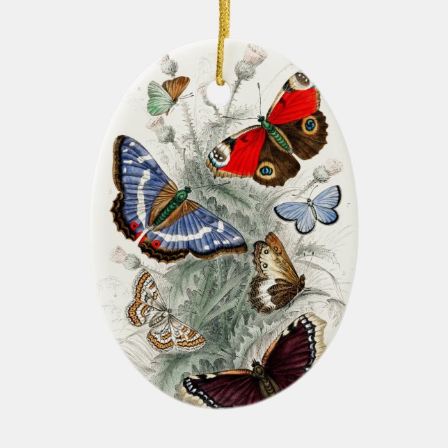 Vintage Butterflies Julgransprydnad Keramik (Framsidan)
