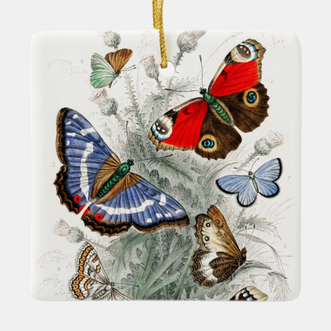 Vintage Butterflies Julgransprydnad Keramik (Framsida)