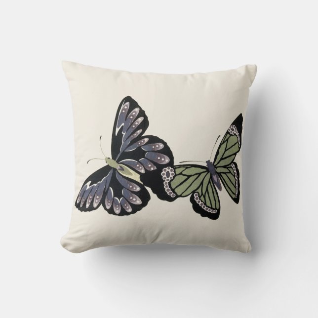 Vintage Butterflies Kudde (Framsida)