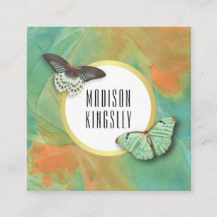 Vintage Butterflies och Artistic Modern Abstrakt Fyrkantigt Visitkort