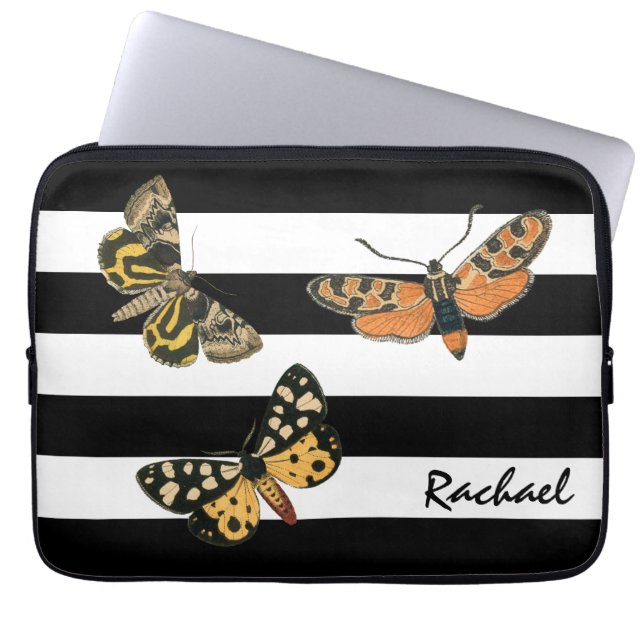 Vintage Butterflies och Rand med Monogram Laptop Fodral (Framsidan)