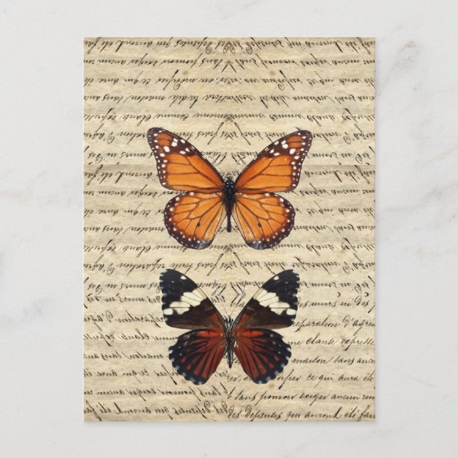Vintage-butterflies-samling Vykort (Framsida)