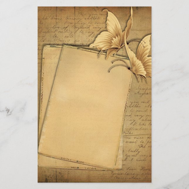 Vintage Butterflies Stationery Brevpapper (Framsida)