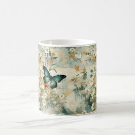 Vintage Butterfly Blommigt Kaffemugg