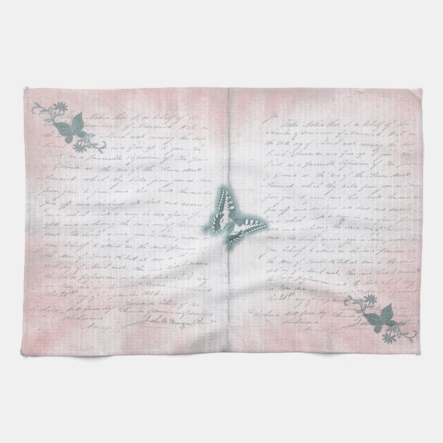 Vintage Butterfly brev Kökshandduk (Horisontell)