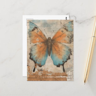 Vintage Butterfly Collage Vykort