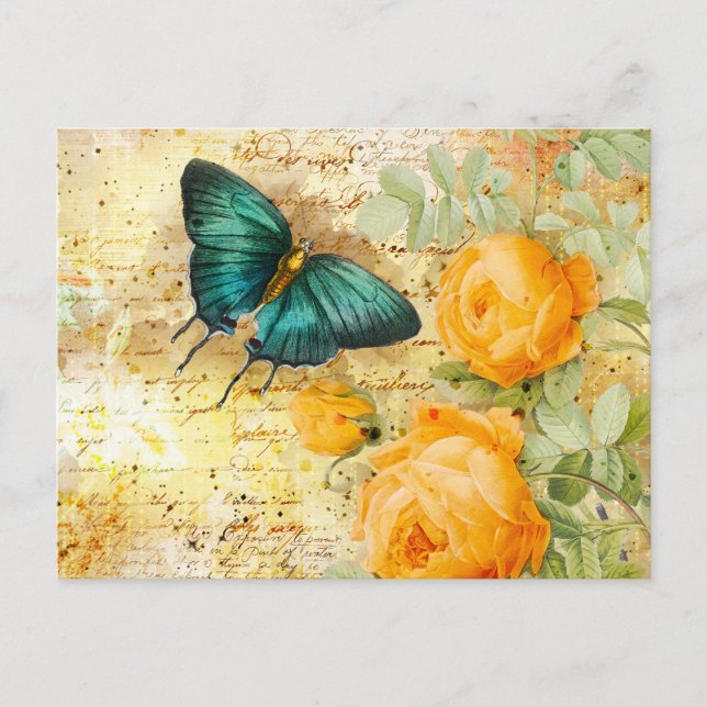 Vintage Butterfly Collage Vykort (Framsida)