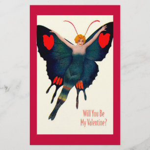 Vintage Butterfly Dam Valentine Brevpapper
