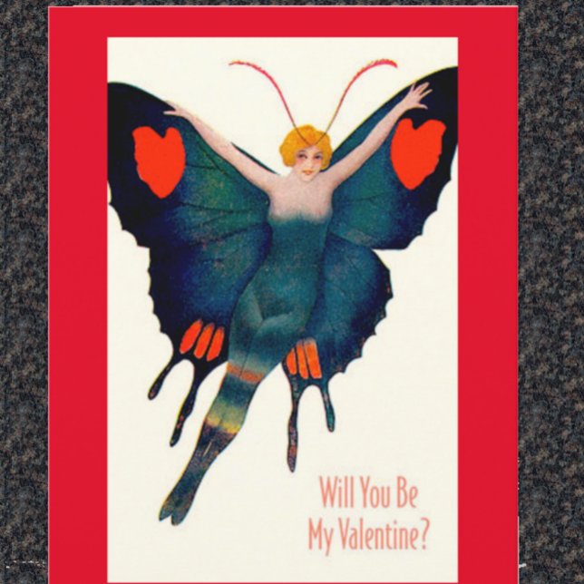 Vintage Butterfly Dam Valentine Kort (Skapare uppladdad)