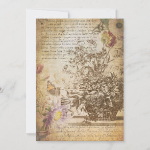 Vintage Butterfly Engraved Botanical Anteckningskort