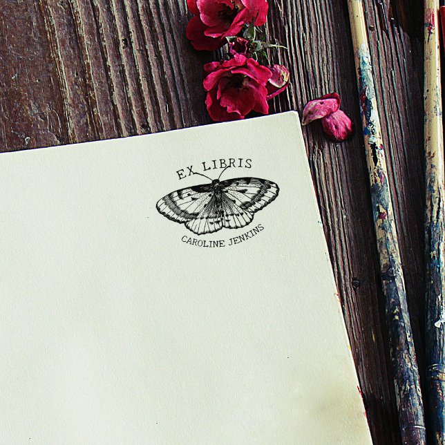 Vintage Butterfly Ex Libris Bok Stämpel (Skapare uppladdad)