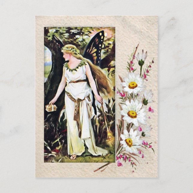 Vintage Butterfly Fairy Postcard Vykort (Framsida)