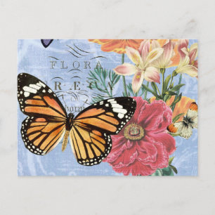 Vintage Butterfly-Flora...vykort Vykort