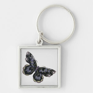 Vintage Butterfly Fyrkantig Silverfärgad Nyckelring