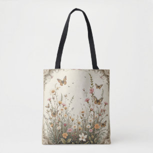 Vintage Butterfly Garden Tygkasse