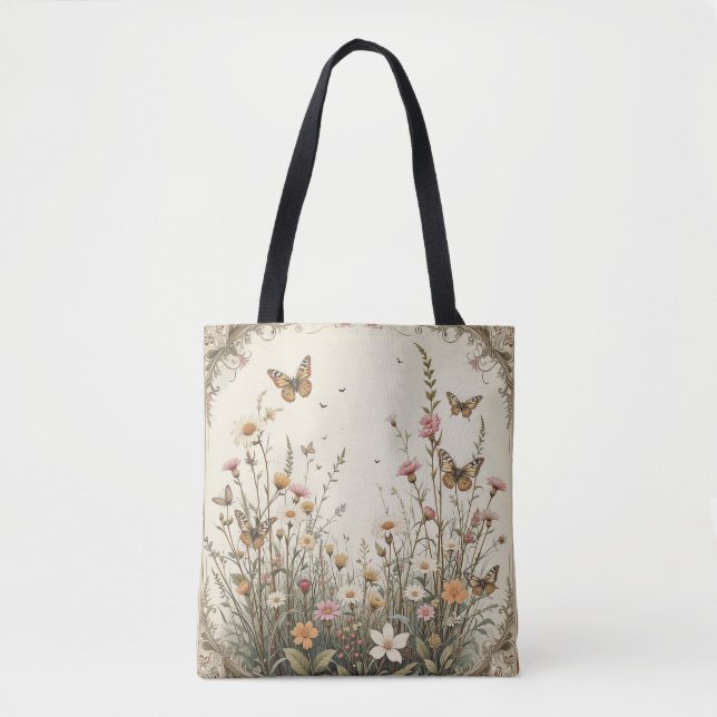 Vintage Butterfly Garden Tygkasse (Framsida)