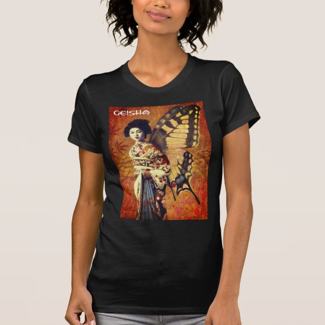 Vintage Butterfly Geisha Women's T-shirt (Framsida)