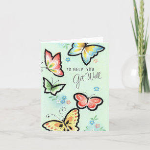 Vintage Butterfly Get Well Card Kort