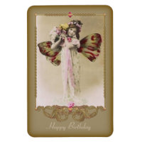 Vintage Butterfly Girl Premium Magnet