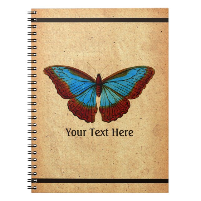 Vintage Butterfly Illustration Anteckningsbok (Framsidan)