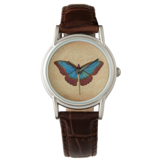 Vintage Butterfly Illustration Armbandsur (Framsida)