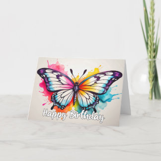 Vintage Butterfly Illustration Grattis på födelsed Kort