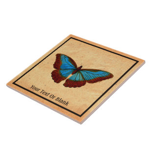 Vintage Butterfly Illustration Kakelplatta