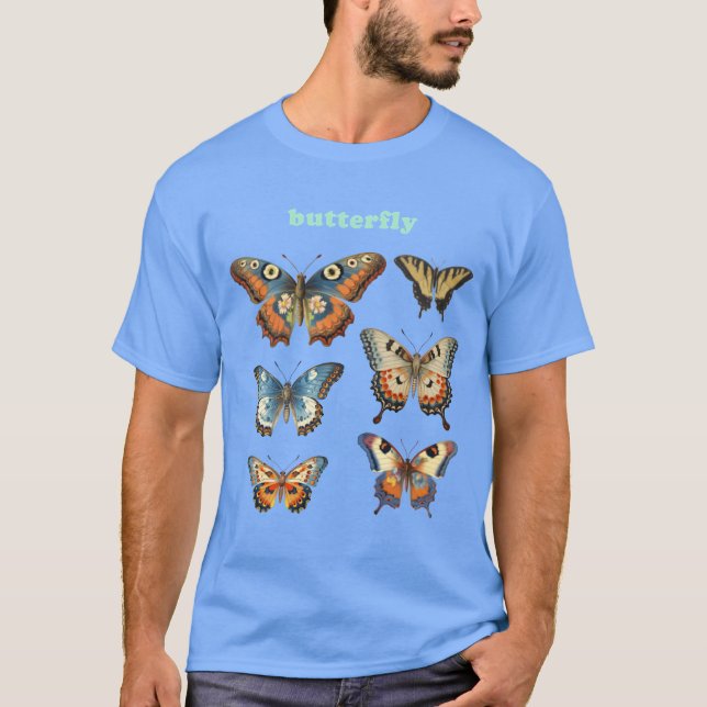 Vintage Butterfly Illustrations funny T Shirt (Framsida)
