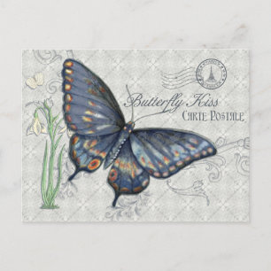 Vintage Butterfly Kiss, Carte Postale Vykort