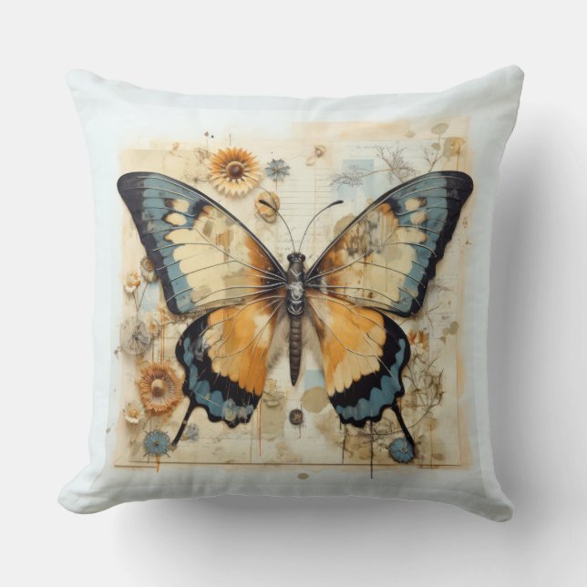 Vintage Butterfly Kudde (Framsida)