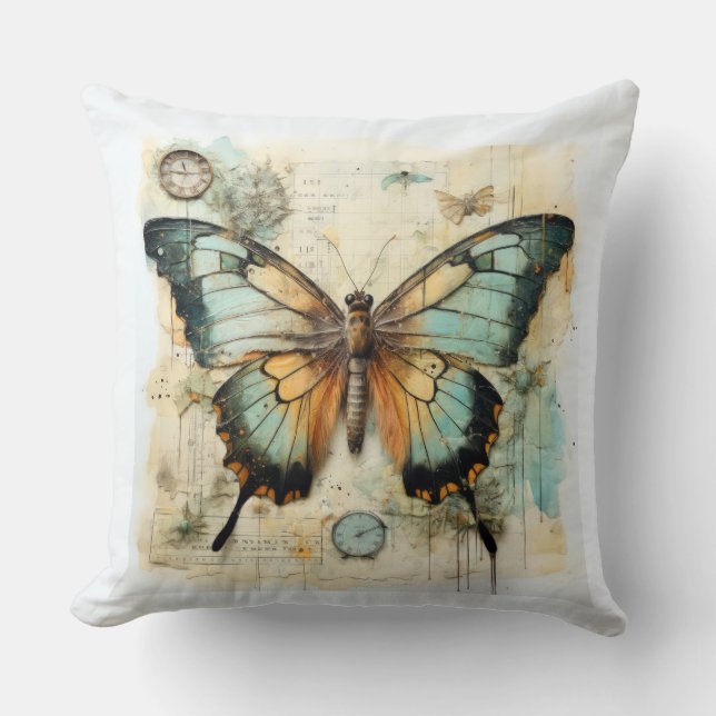 Vintage Butterfly Kudde (Framsida)